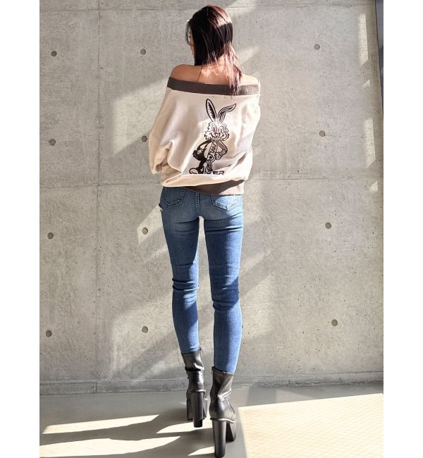 GYDA「ミドルウエストSIDE RIPPEDスキニーデニムパンツ」|デニム|