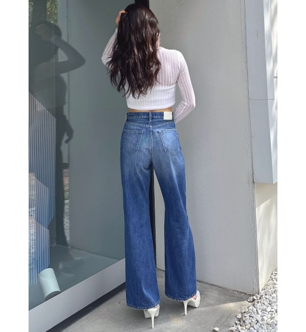GYDA「ハイウエストGD SIDE 2ラインストレートワイドデニムパンツ」|デニム|