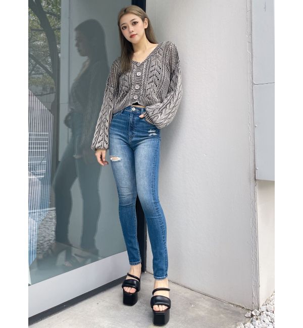 GYDA「2WAYメッシュブリーチニットトップス」|ニット・セーター|