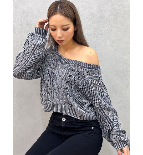 GYDA「2WAYメッシュブリーチニットトップス」|ニット・セーター|ネイビー