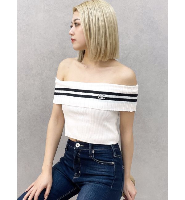 GYDA「SymmetryGYDAオフショルニットトップス」|ニット・セーター|オフホワイト