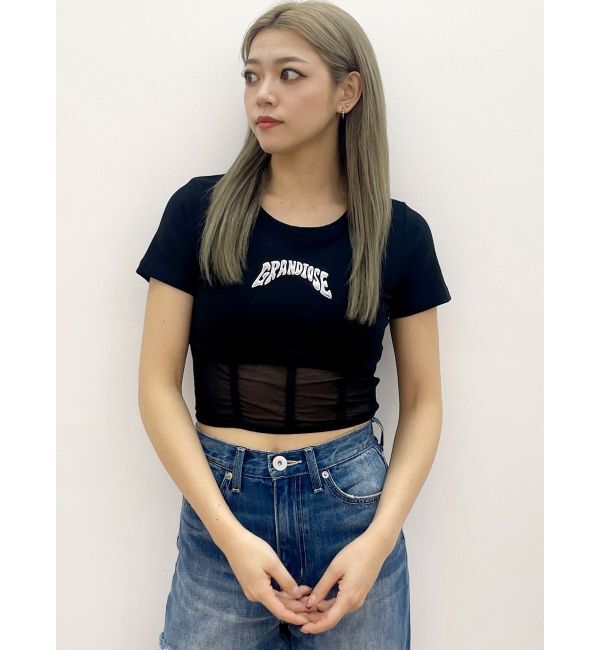 GYDA「GRANDIOSEコルセットデザインTシャツ」|Tシャツ・カットソー|