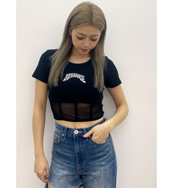 GYDA「GRANDIOSEコルセットデザインTシャツ」|Tシャツ・カットソー|