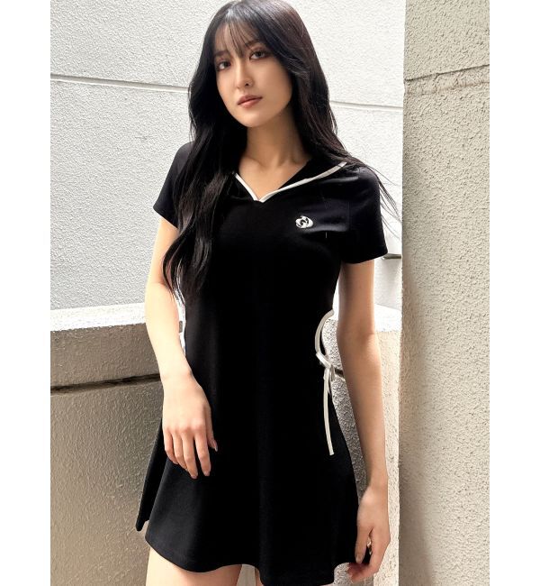 GYDA「GD SIDE OPENパーカーワンピース」|ワンピース|ブラック