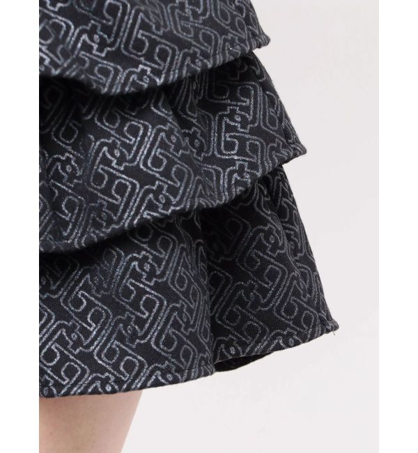GYDA「GG chain glitter print tieredスカートライクショートパンツ」|スカート|