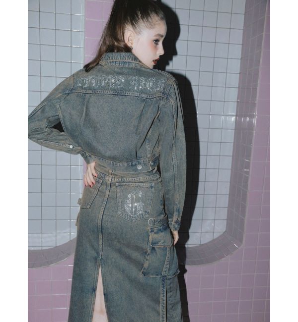 GYDA「ハイウエストG bijou CARGOデニムロングスカート」|スカート|