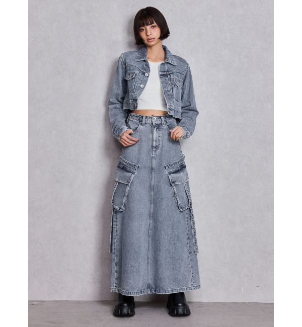 GYDA「ハイウエストG bijou CARGOデニムロングスカート」|スカート|