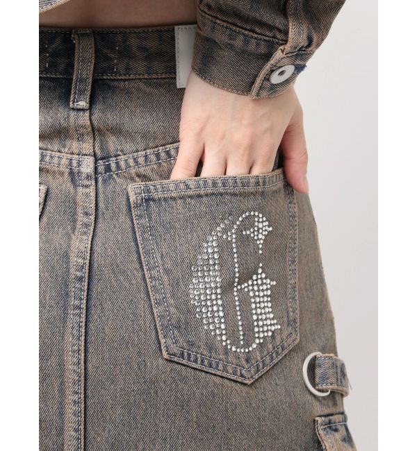 GYDA「ハイウエストG bijou CARGOデニムロングスカート」|スカート|