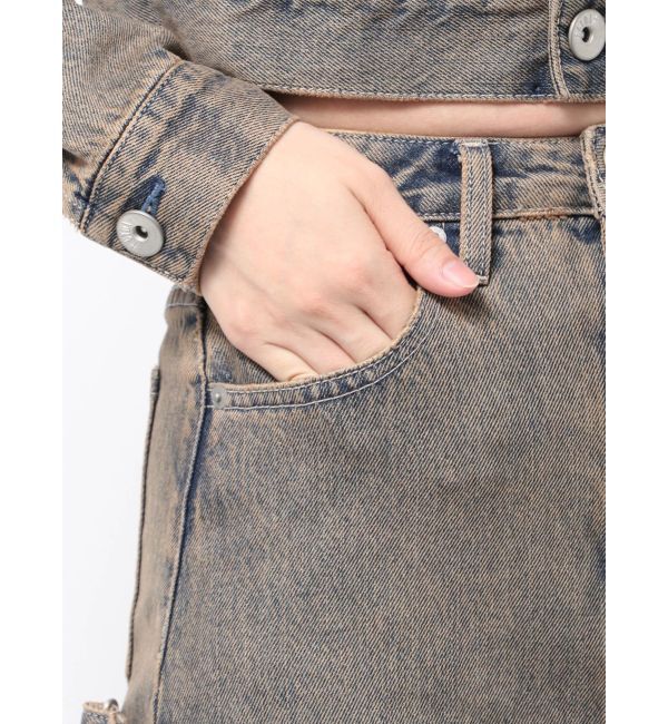 GYDA「ハイウエストG bijou CARGOデニムロングスカート」|スカート|