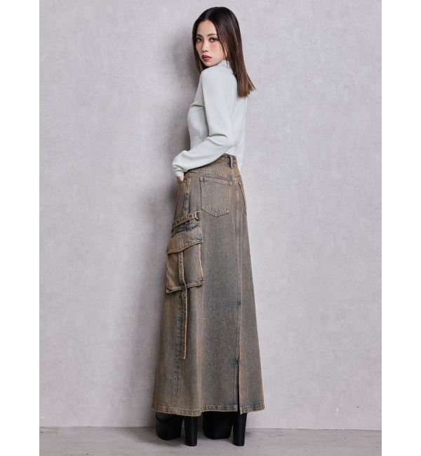 GYDA「ハイウエストG bijou CARGOデニムロングスカート」|スカート|