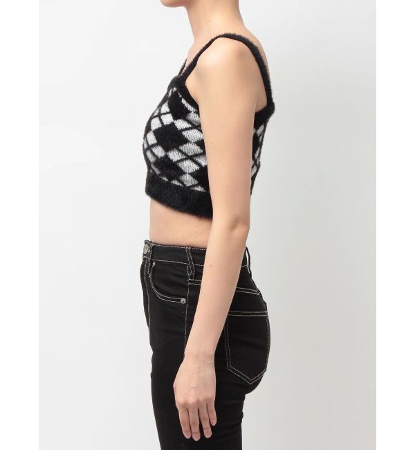 GYDA「Argyll patternミニシャギーニットキャミ」|キャミソール|