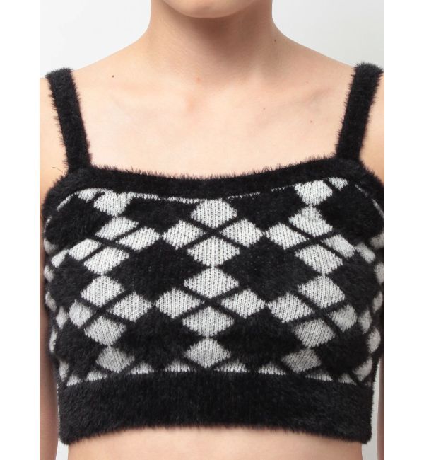 GYDA「Argyll patternミニシャギーニットキャミ」|キャミソール|