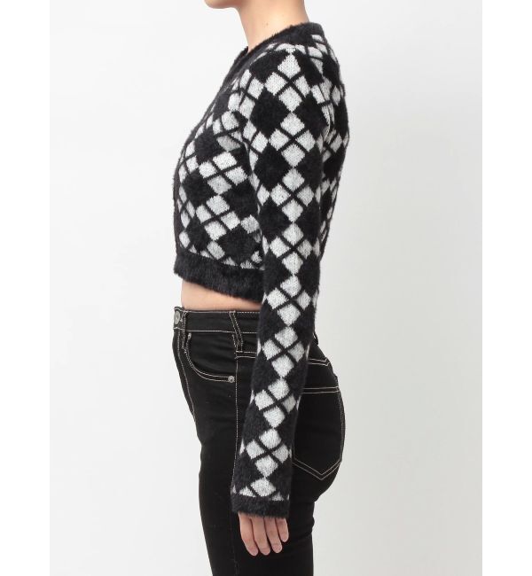 GYDA「Argyll patternミニシャギーニットカーディガン」|カーディガン|