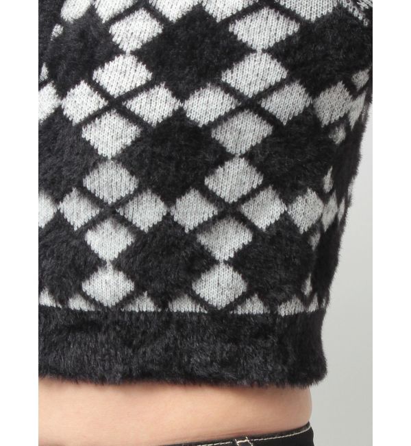 GYDA「Argyll patternミニシャギーニットカーディガン」|カーディガン|