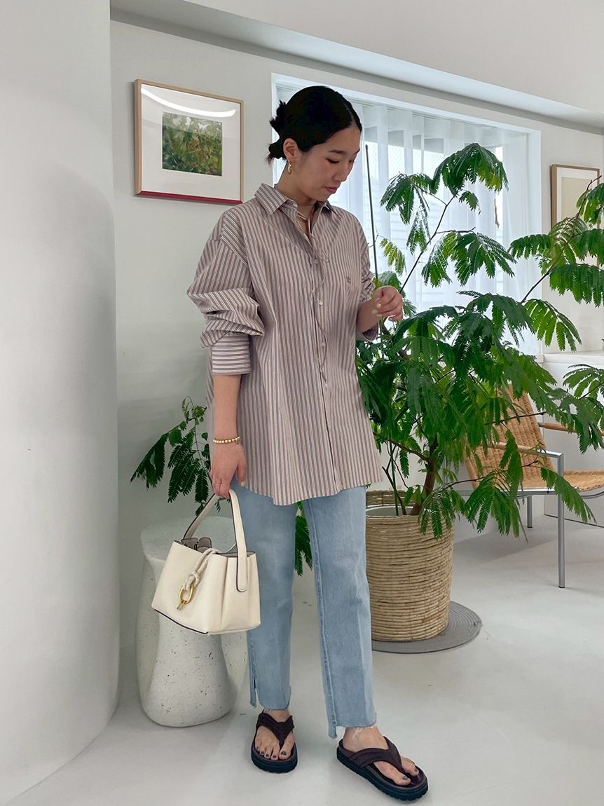 Mila Owen「裾段差テーパードデニムパンツ」|デニム|