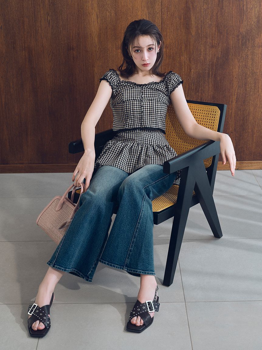 LILY BROWN「レイヤードフレアパンツ」|チノ|