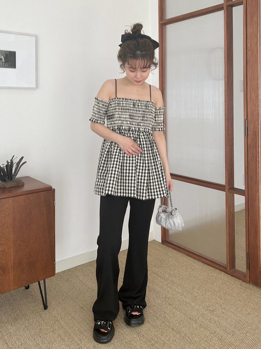 LILY BROWN「レイヤードフレアパンツ」|チノ|