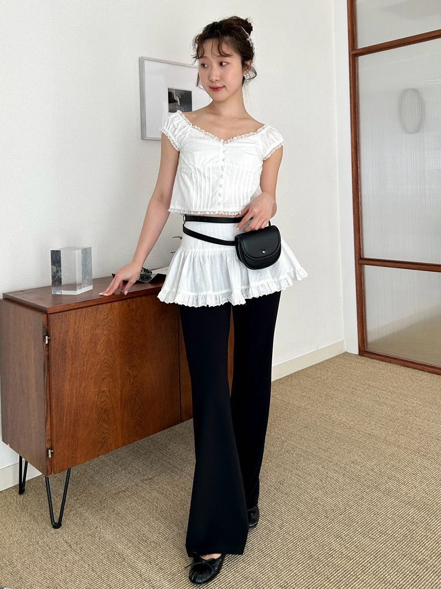 LILY BROWN「レイヤードフレアパンツ」|チノ|