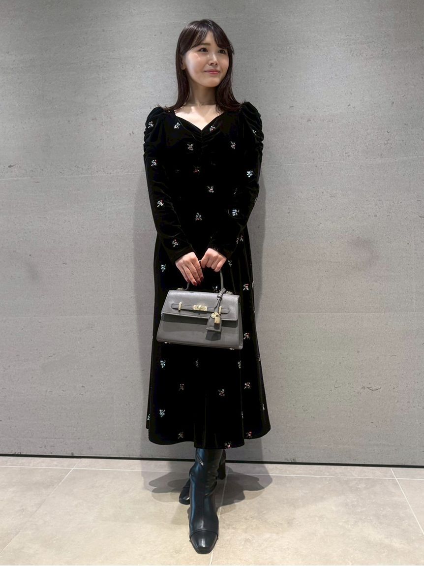 花柄刺繍ベロアワンピース（CELFORD）｜ルミネのファッション通販