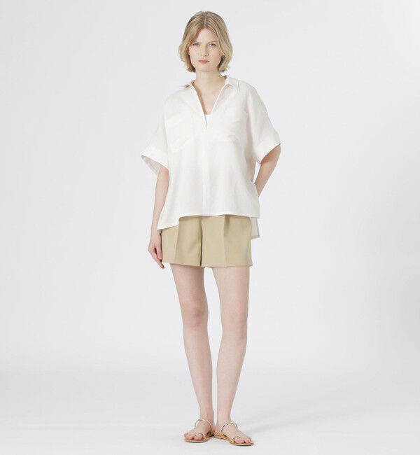  「エージングドビーハーフジップブラウス」|シャツ・ブラウス|