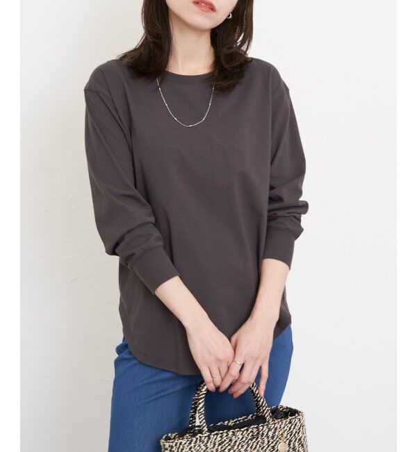 ikka「コットンUSA裾ラウンドロンT」|Tシャツ・カットソー|