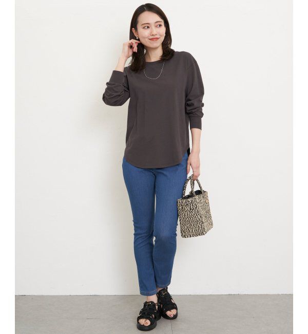 ikka「コットンUSA裾ラウンドロンT」|Tシャツ・カットソー|