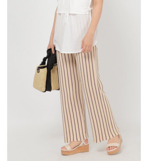 Lbc with Life「ニットストライプパンツ」|その他|ベージュ