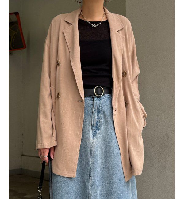 Lbc with Life「【セットアップ対応】レーヨン麻ダブルジャケットコート」|ブルゾン・スタジャン|