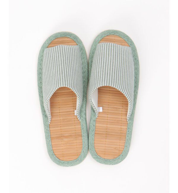 Lbc with Life「茶竹ストライプ柄スリッパ」|ルームシューズ|