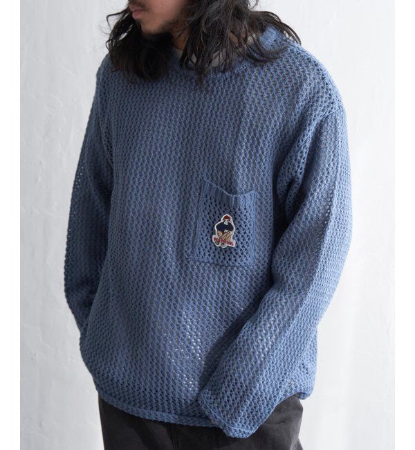 VENCE share style「Red Cap Girl レッドキャップガール ワッペンクルーネックニット」|その他|ブルー