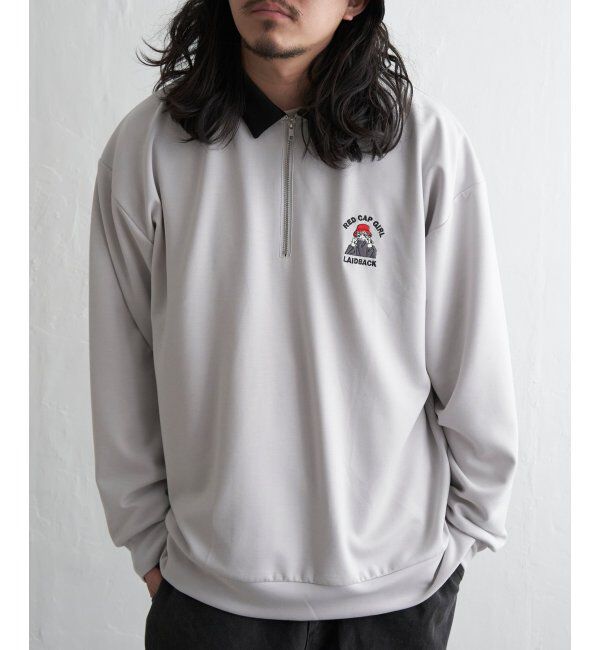 VENCE share style「Red Cap Girl レッドキャップガール ダンボ－ルニットハーフジップ」|その他|グレイ