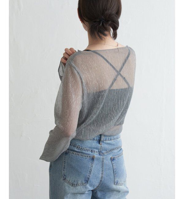 VENCE share style「ラメプリーツボートネックプルオーバー」|Tシャツ・カットソー|