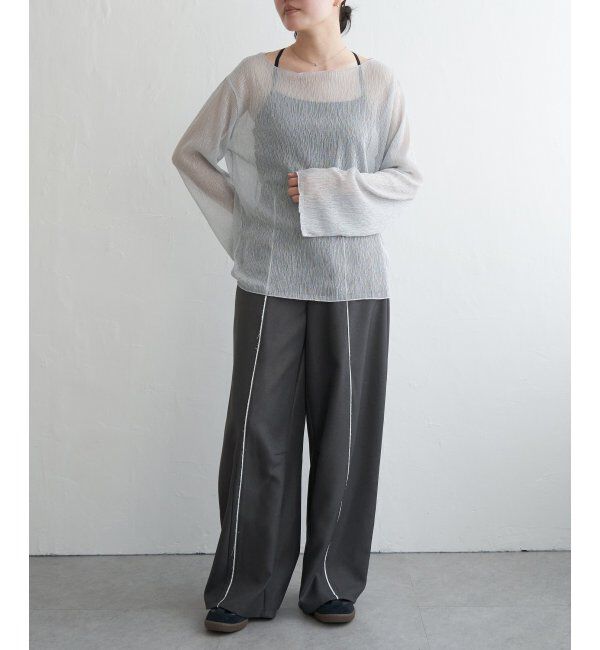 VENCE share style「ラメプリーツボートネックプルオーバー」|Tシャツ・カットソー|