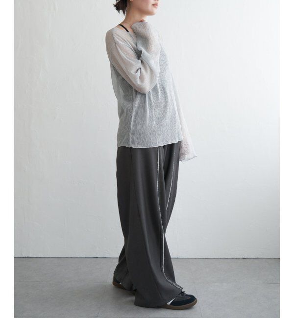 VENCE share style「ラメプリーツボートネックプルオーバー」|Tシャツ・カットソー|