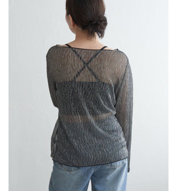 VENCE share style「ラメプリーツボートネックプルオーバー」|Tシャツ・カットソー|