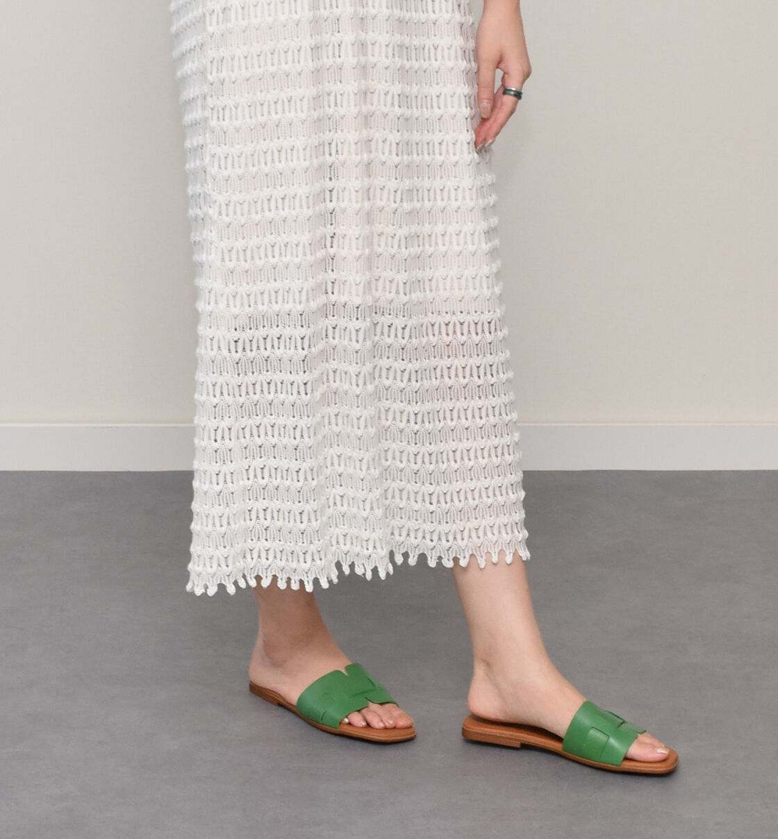 IMPORT SELECT「【Oh my Sandals】スクエアトウフラットレザーサンダル」|サンダル|GR