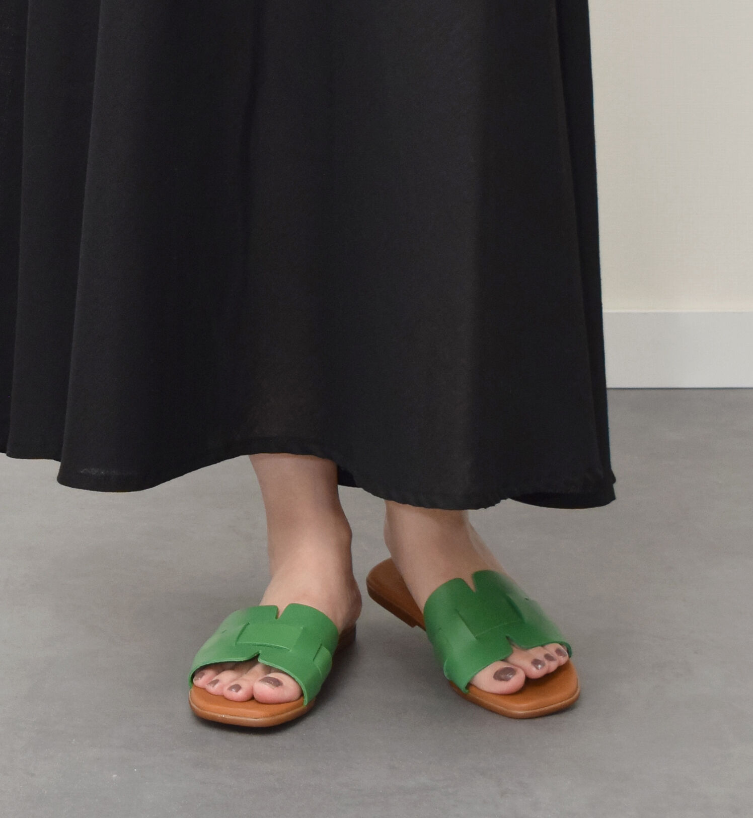 IMPORT SELECT「【Oh my Sandals】スクエアトウフラットレザーサンダル」|サンダル|