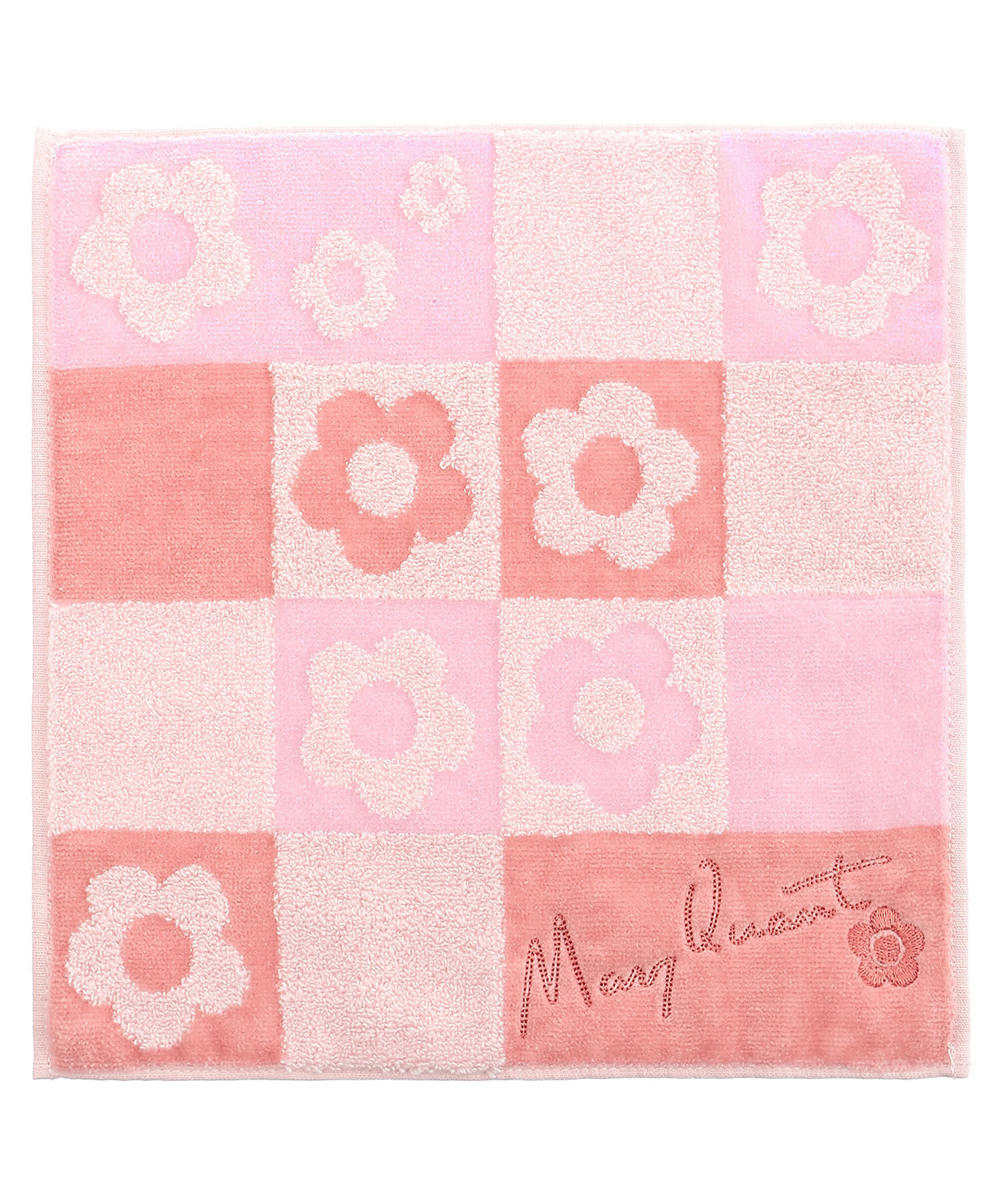 MARY QUANT「カラーブロックデイジー2 ミニタオル」|ハンカチ|ピンク
