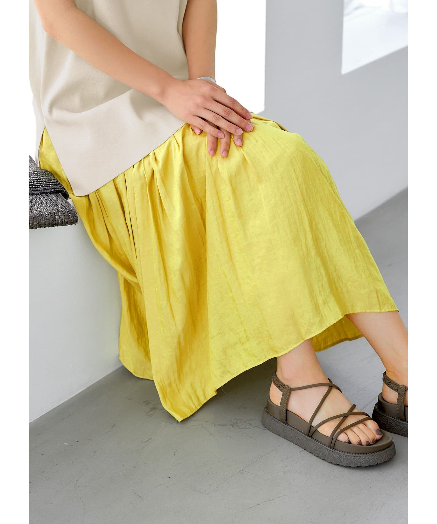 STYLE DELI「【Made in JAPAN】ヴィンテージサテンギャザーロングスカートC／85cm丈」|スカート|