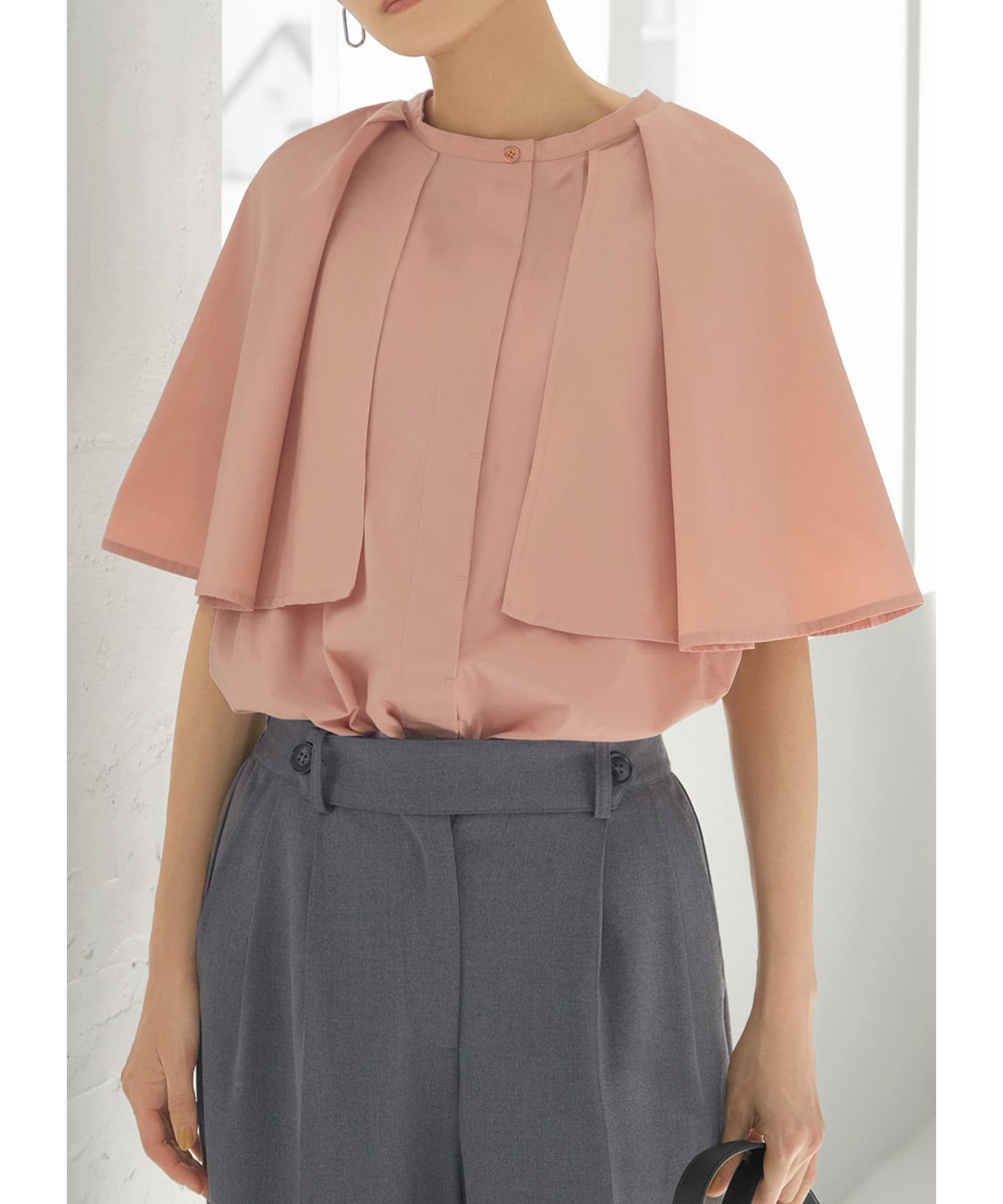 STYLE DELI「タイプライターケープブラウス」|シャツ・ブラウス|ピーチ