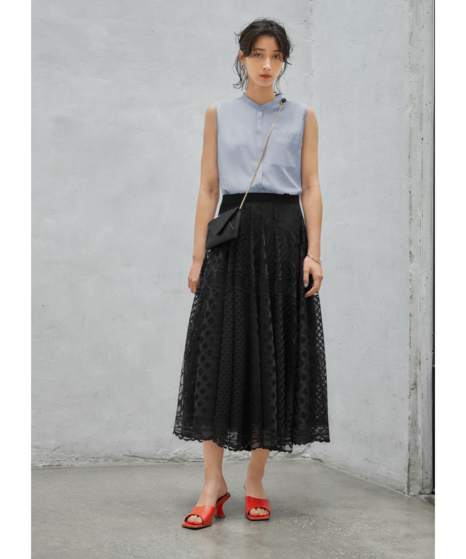 STYLE DELI「しなやかなノースリーブ比翼シャツブラウス」|シャツ・ブラウス|