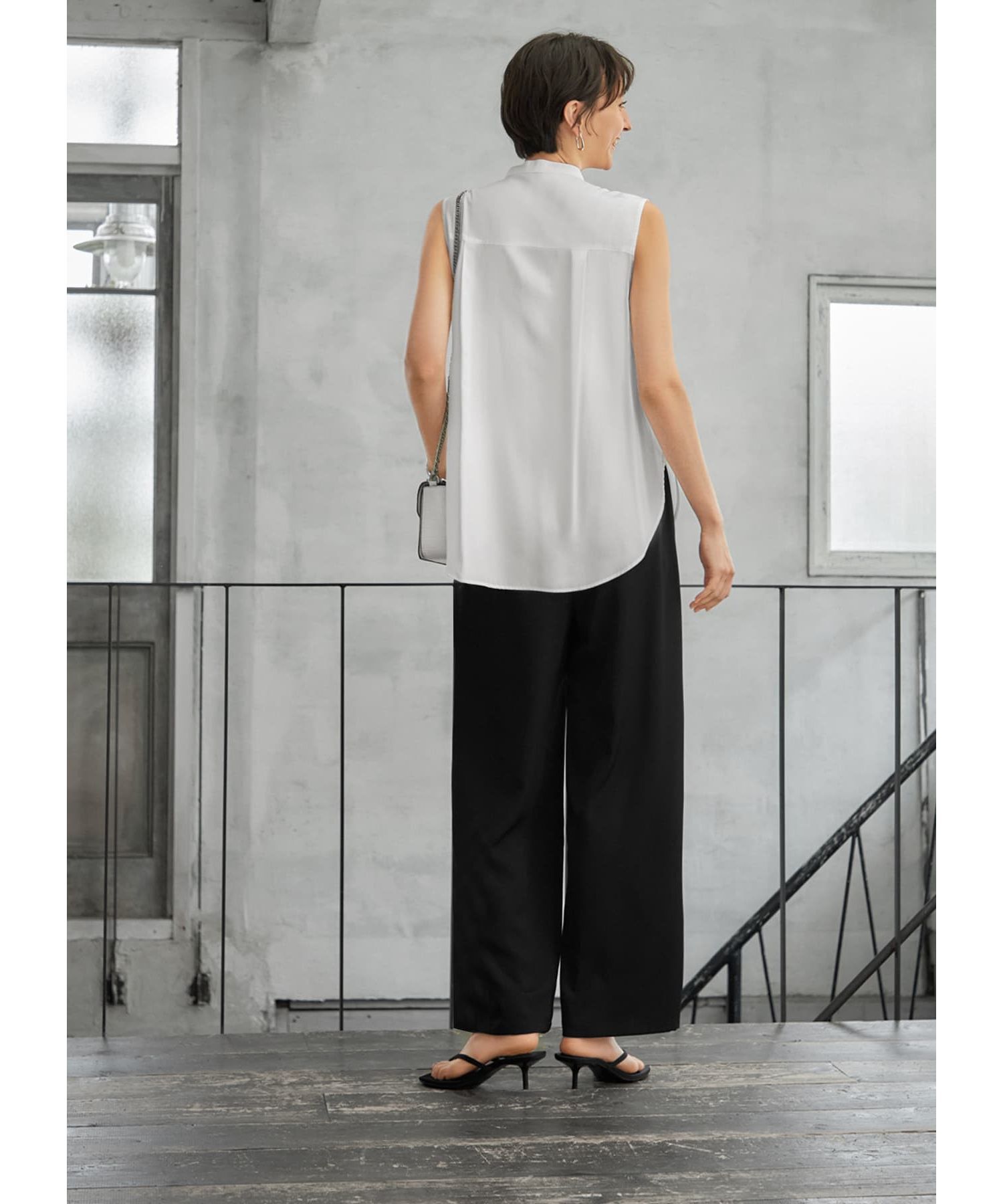 STYLE DELI「しなやかなノースリーブ比翼シャツブラウス」|シャツ・ブラウス|