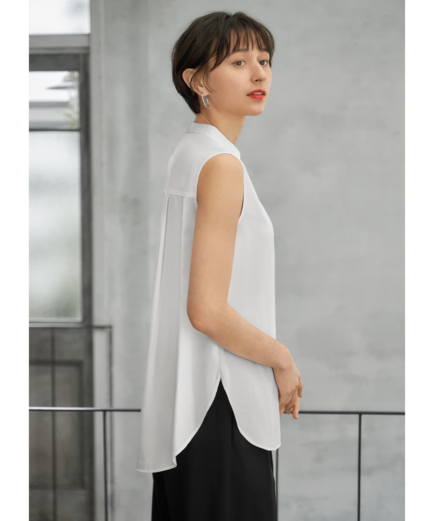 STYLE DELI「しなやかなノースリーブ比翼シャツブラウス」|シャツ・ブラウス|