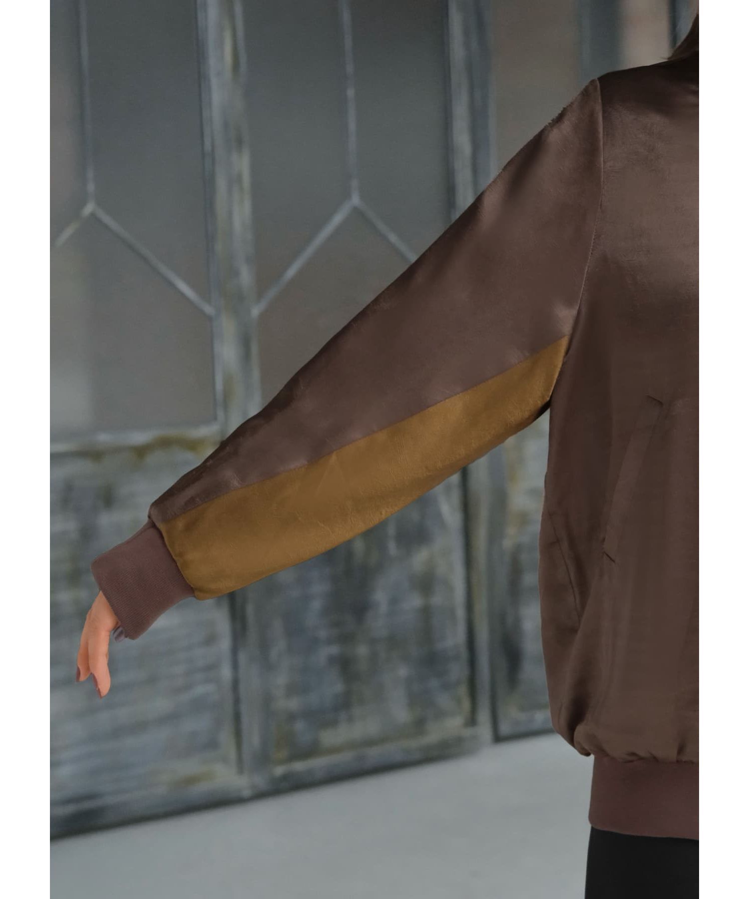 STYLE DELI「シボ感サテン微配色ブルゾン」|ブルゾン・スタジャン|