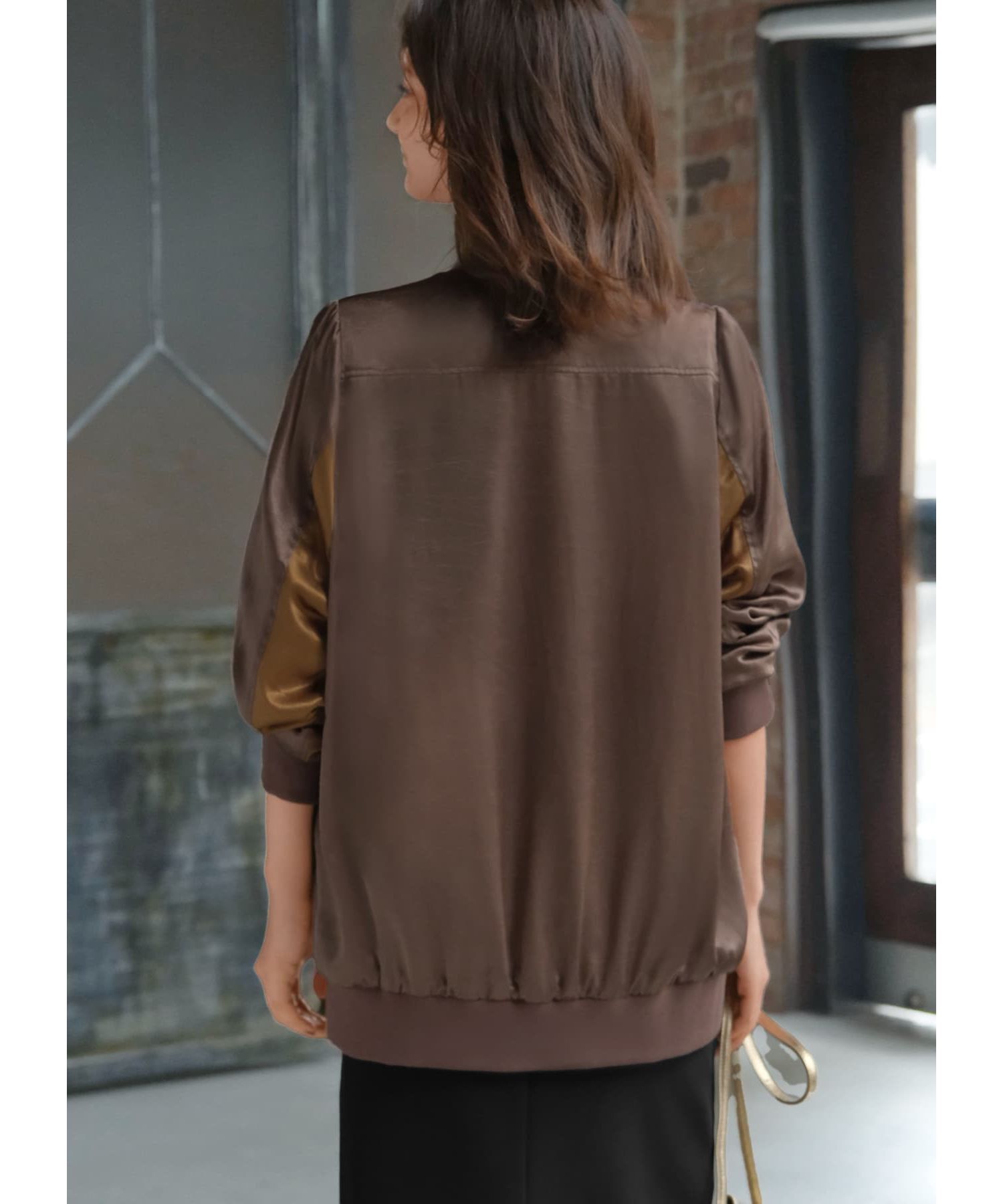 STYLE DELI「シボ感サテン微配色ブルゾン」|ブルゾン・スタジャン|