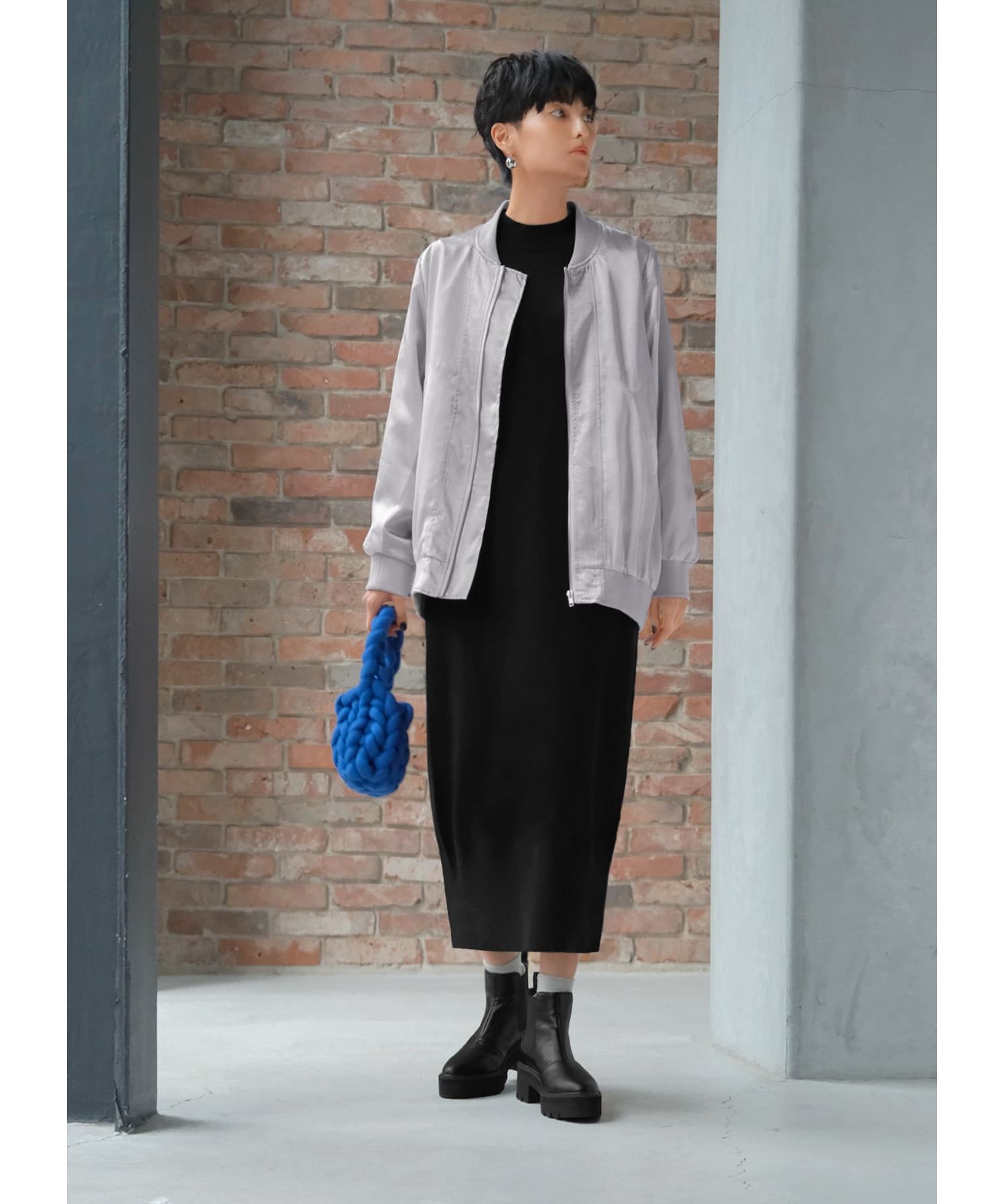 STYLE DELI「シボ感サテン微配色ブルゾン」|ブルゾン・スタジャン|