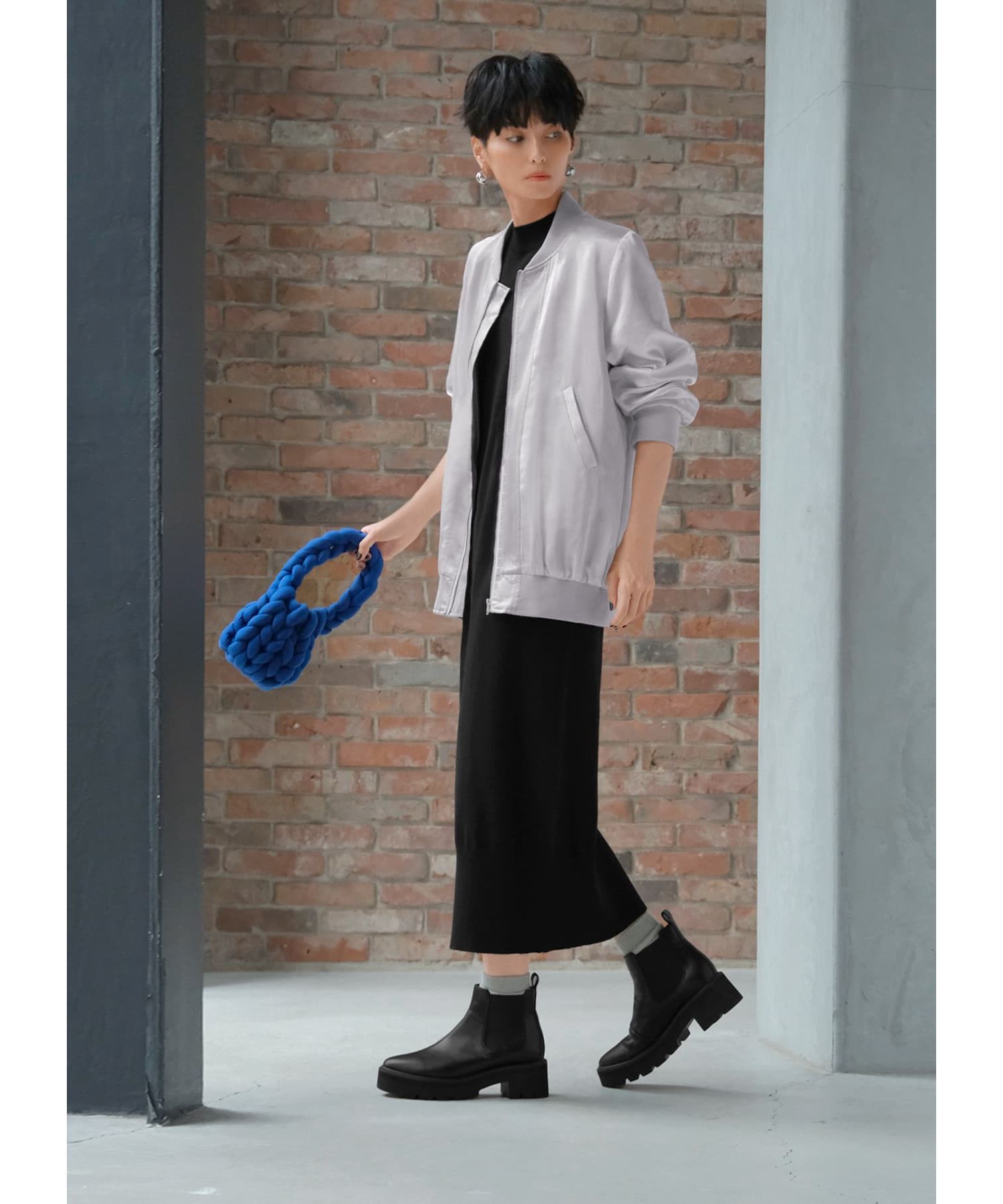 STYLE DELI「シボ感サテン微配色ブルゾン」|ブルゾン・スタジャン|