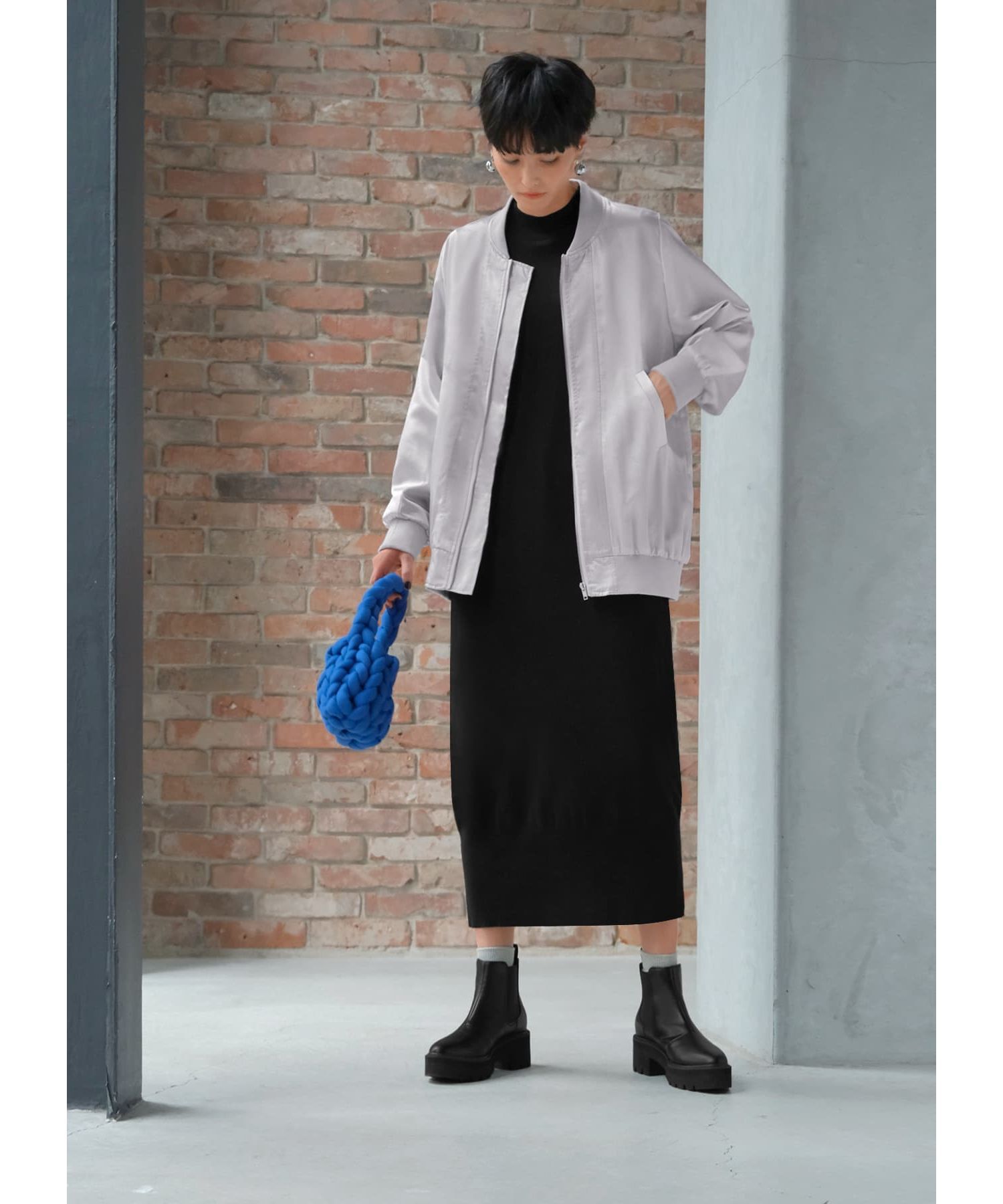 STYLE DELI「シボ感サテン微配色ブルゾン」|ブルゾン・スタジャン|