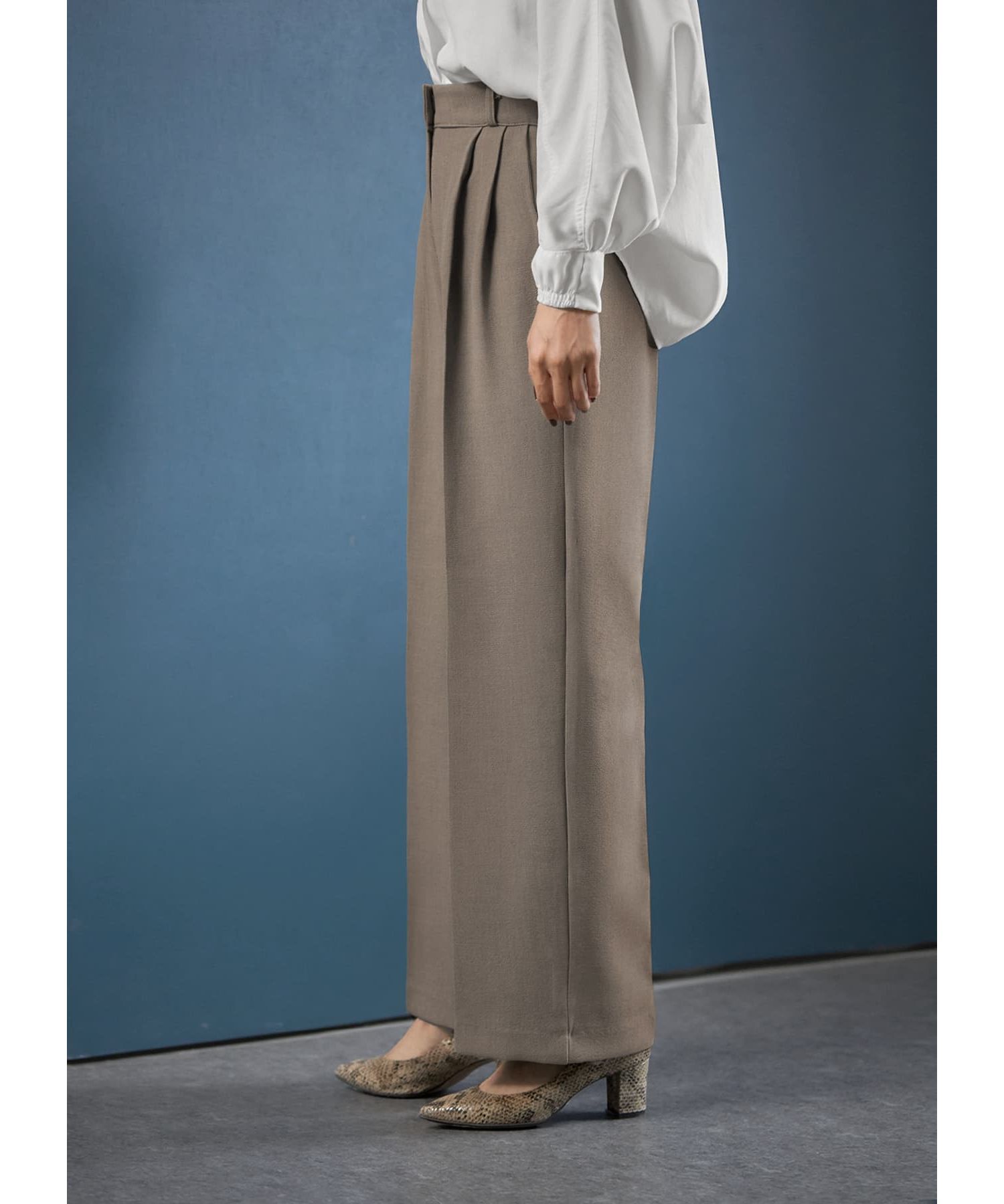 STYLE DELI「表面凹凸織りワイドパンツ」|スラックス|