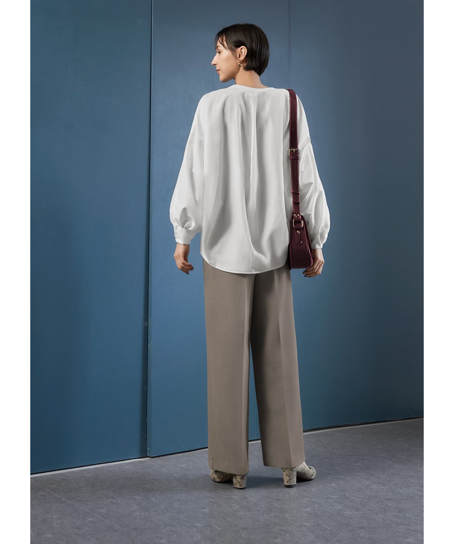 STYLE DELI「表面凹凸織りワイドパンツ」|スラックス|